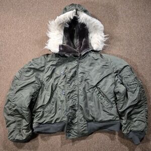 Vintage 80s Alpha Industries N-2B Flight Jacket Parka Fur Hood Men's XL Snorkel